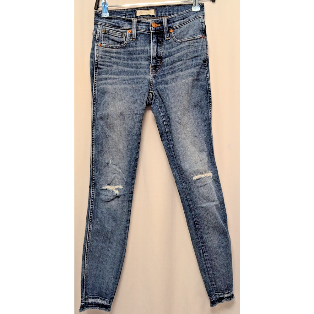 madewell jeans 25 9" high rise skinny distressed